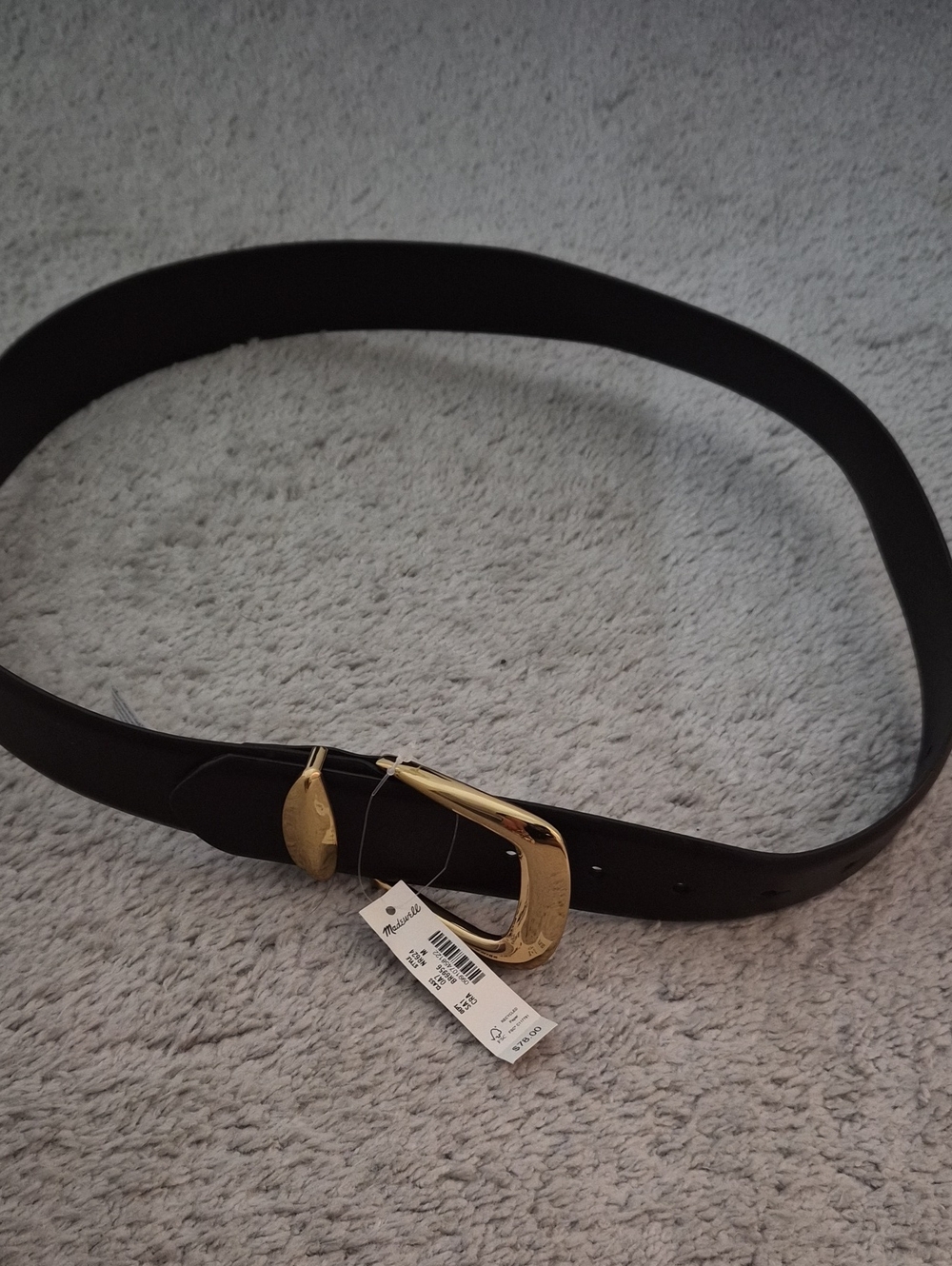 Madewell Brown Leather Belt with Gold Buckle